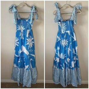 Blue and White Floral Maxi Dress